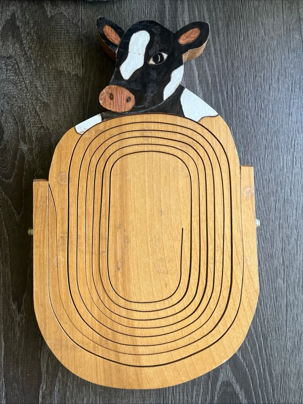 Collapsible Handcrafted Brown Wooden Cow Nesting Basket - Home Accents